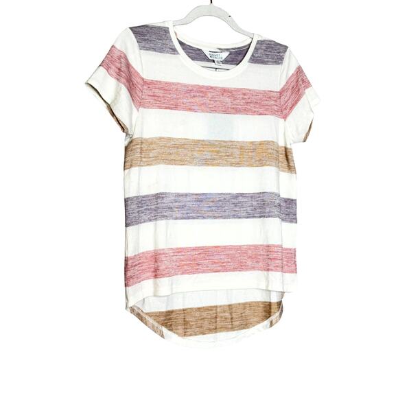 Market & Spruce Multicolor Stripe Short Sleeve Crewneck Tee NWT Small Petite - Picture 2 of 9